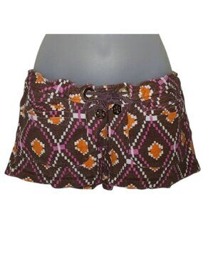 Tory Burch Brown Tribal Print y2k Terrycloth Shorts